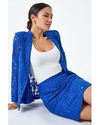 Roman - Cotton Blend Floral Lace Skirt - Lyst