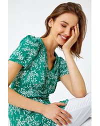 Roman - Ditsy Floral Print V-Neck Stretch T-Shirt - Lyst