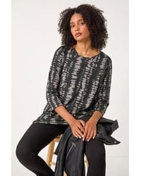 Roman - Abstract Print Tunic Pocket Stretch Top - Lyst