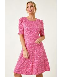 Roman Petite - Ditsy Floral Stretch Dress - Lyst