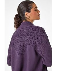 Roman - Edge To Edge Pointelle Knit Cardigan - Lyst