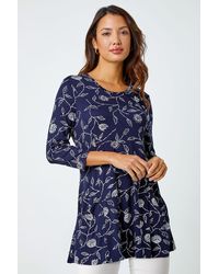 Roman - Floral Print Pocket Swing Stretch Top - Lyst