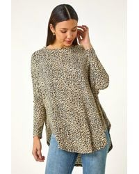 Roman - Animal Print Stretch Tunic Top - Lyst