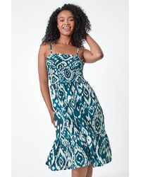 Roman Petite - Aztec Strappy Shirred Dress - Lyst
