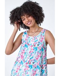 Roman - Printed Hanky Hem Stretch Vest Top - Lyst