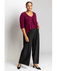 Roman Curve - Plain Elastic Waist Wide Leg Trouser - Lyst