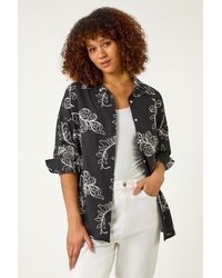 Roman - Embroidered Floral Cotton Shirt - Lyst