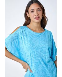 Roman - Burnout Tropical Leaf Overlay Top - Lyst