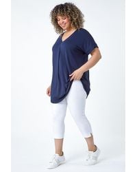Roman Curve - Pleat Front V-Neck Stretch Top - Lyst