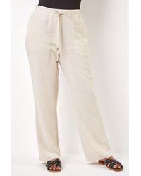 Roman Petite - Linen Mix Elastic Waist Tie Front Trousers - Lyst