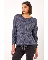 Roman - Floral Print Tie Hem Top - Lyst