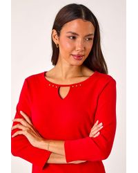Roman - Trim Detail Keyhole Stretch Top - Lyst