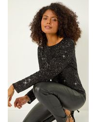 D.u.s.k - Sequin Long Sleeve Stretch Top - Lyst