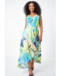 Roman Petite - Sleeveless Floral Chiffon Maxi Dress - Lyst