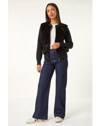 Roman - Faux Fur Funnel Neck Zip Jacket - Lyst
