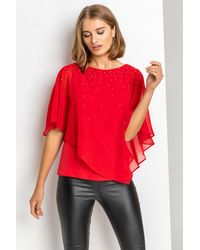 Roman - Embellished Chiffon Overlay Top - Lyst