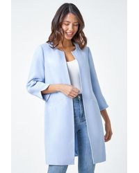Roman - 3/4 Sleeve Textured Longline Smart Jacket - Lyst