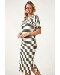 Roman Petite - Stripe Knit Midi Stretch Dress - Lyst