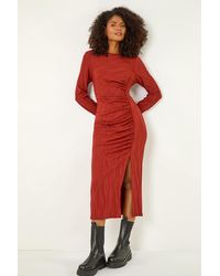 D.u.s.k - Textured Ruched Stretch Midi Dress - Lyst