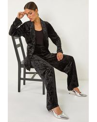 Roman - Velvet Stripe Wide Leg Stretch Trouser - Lyst
