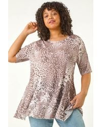 Roman Curve - Animal Print Hanky Hem Top - Lyst