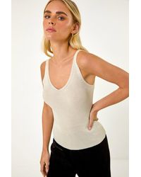 Roman Petite - Ribbed Shimmer Knit Vest - Lyst