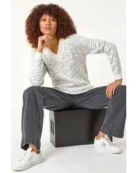 Roman - Animal Contrast Print Knit Jumper - Lyst
