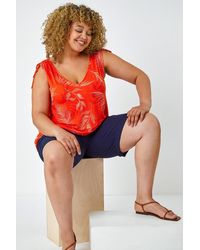 Roman Curve - Elastic Waist Turn Hem Stretch Shorts - Lyst