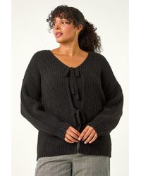Roman Curve - Bow Detail Knit Cardigan - Lyst