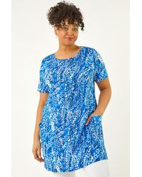Roman Curve - Printed Pocket Tunic Top - Lyst