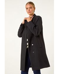 Roman - Tailored Funnel Neck Pocket Detail Coat - Lyst