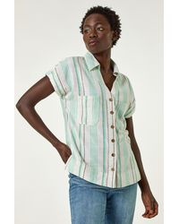 Roman - Stripe Short Sleeve Shirt - Lyst