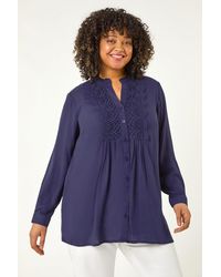 Roman Curve - Lace Trim Pintuck Blouse - Lyst