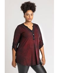 Roman Curve - Glitter Stripe Button Detail Tunic Top - Lyst