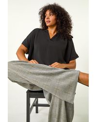 Roman Curve - Checked Elastic Waist Wide Leg Trouser - Lyst