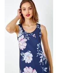 Roman - Sleeveless Floral Bias Chiffon Midi Dress - Lyst