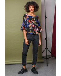 D.u.s.k - Floral Printed Bardot Tunic Top - Lyst