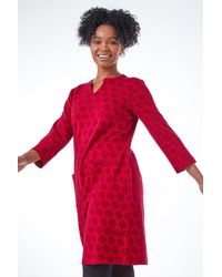 Roman Petite - Notch Neck Jacquard Dress - Lyst