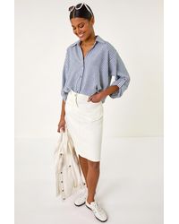 Roman - Cotton Denim Stretch A Line Skirt - Lyst