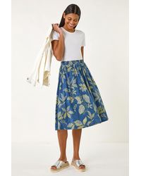 Roman - Leaf Print A-Line Skirt - Lyst