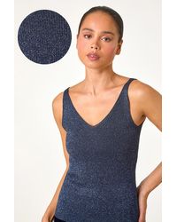 Roman Petite - Ribbed Shimmer Knit Vest - Lyst