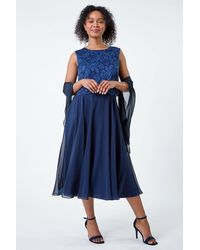 Roman - Originals Petite Lace Overlay Midi Dress - Lyst