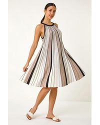 Roman - Halter Neck Striped Knit Dress - Lyst