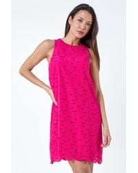 Roman - Cotton Embroidery Detail Shift Dress - Lyst
