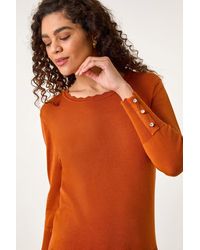 Roman - Scallop Neck Button Knit Jumper - Lyst