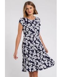 Roman - Floral Print Stretch Jersey Tea Dress - Lyst