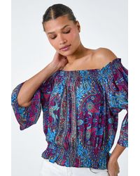Lilly-and-Hope - Paisley Print Stretch Bardot Top - Lyst