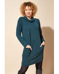 Roman - Long Sleeve Cowl Neck Tunic Dress - Lyst