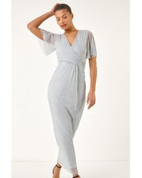 Roman - Metallic Plisse Bodycon Maxi Dress - Lyst