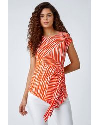 Roman - Contrast Stripe Asymmetric Stretch Tie Top - Lyst